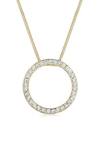 Silberkette Elli "Halskette Kreis 925 Silber^, mit Kristallen von Swarovski" Gr. 45, gold, Halsketten, Damen, Silber 925 (Sterlingsilber), Silberkette