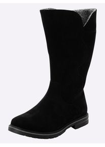 Weitschaftstiefel sheego, Damen, Gr. 37, XL-Schaft, schwarz, Veloursleder, Schuhe Weitschaftstiefel