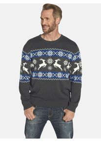 Rundhalspullover Jan Vanderstorm "Pullover TORE", Herren, Gr. 5XL, grau (grau gemustert), Obermaterial: 50% Baumwolle CO. 50% Polyacryl PAN., gemustert, normal, Rundhals, Pullover Rundhalspullover