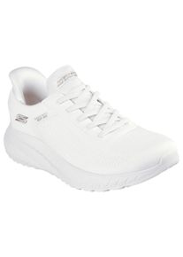Slip-On Sneaker Skechers "BOBS SQUAD CHAOS-CURRENT MUSE", Damen, Gr. 36, wei&szlig; (sanftes wei&szlig;), Textil, Schuhe Slip-On Sneaker, Slipper, Freizeitschuh in veganer Verarbeitung, Topseller