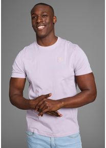 Rundhalsshirt DELMAO, Herren, Gr. 3XL (64/66), lila, Single Jersey, Obermaterial: 100% Baumwolle, unifarben, Basic, regular fit, Rundhals, Shirts Rundhalsshirt, Kurzarm, Regular Fit, basic, aus 100% Baumwolle