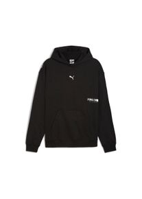 Kapuzensweatshirt Puma "M GRAPHIC FRENCH TERRY HOODIE", Herren, Gr. M, schwarz (Puma schwarz), Sweatware, Obermaterial: 70% Baumwolle, 30% Polyester, regular fit normal, angesetztes B&uuml;ndchen, Sweatshirts Kapuzensweatshirt, mit K&auml;ngurutasche, mit DryCELL Technologie, Regular Fit