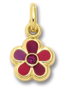 Kettenanh&auml;nger ONE ELEMENT "Zirkonia Blume Anh&auml;nger aus 333 Gelbgold", gold, Schmuckanh&auml;nger, Damen, Gelbgold 333, Kettenanh&auml;nger