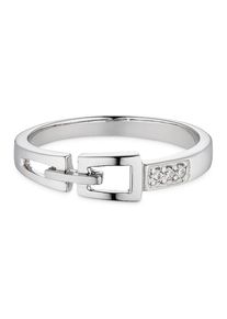 Silberring Bruno Banani "Schmuck Geschenk Fingerring mit G&uuml;rtelschnallen-Optik" Gr. 54, silberfarben, kristallwei&szlig;, Fingerringe, Damen, 54, Silber 925 (Sterlingsilber), 2,8mm, Silberring, mit Zirkonia (synth.)