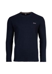 Longsleeve BOSS "Longsleeve Waffle Longsleeve 1er Pack", Damen, Gr. L, blau (dunkelblau), Obermaterial: 60% Baumwolle CO. 40% Polyester PES., Shirts Longsleeve
