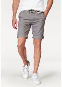 Chinoshorts Bruno Banani, Herren, Gr. 30, N-Gr, grau, Twill, Obermaterial: 100% Baumwolle, unifarben, slim fit kniefrei, Hosen Chinoshorts, inklusive G&uuml;rtel