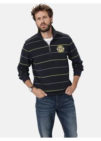 Sweatshirt Babista "Sweatshirt LUCCAVERTO", Herren, Gr. XL, blau (dunkelblau gestreift), Obermaterial: 100% Baumwolle CO., normal, ohne Ausschnitt, Sweatshirts Sweatshirt, mit Troyerkragen