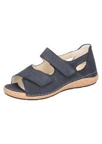 Waldl&auml;ufer Sandale WALDL&Auml;UFER "K-Heliett", Damen, Gr. 9 (43), blau (dunkelblau), Nubukleder, unifarben, Schuhe Sandale, Sommerschuh, Sandalette, Keilabsatz, in Komfortweite K (= extraweit)