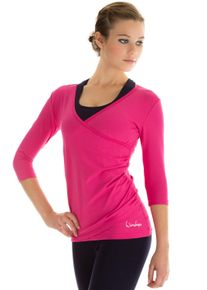 Wickelshirt WINSHAPE "WS3", Damen, Gr. XS, pink, 90% Baumwolle, 10% Elasthan, V-Ausschnitt, Shirts Wickelshirt, &frac34;-Arm