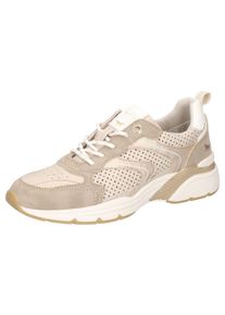 Sneaker Mustang Shoes, Damen, Gr. 40, beige (beige, taupe), Lederimitat, Glitzerstreifen, Schuhe Sneaker, Slipper, Schn&uuml;rschuh mit modischer Lochung