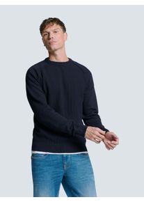 Rundhalspullover NO EXCESS, Herren, Gr. L, blau (blauberry), Rippstrick, Obermaterial: 80% Baumwolle, 20% Nylon, Strukturmuster, regular fit taillenbedeckt, Rundhals, Rippb&uuml;ndchen, Pullover Rundhalspullover, aus Reliefstrick