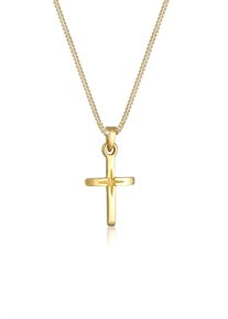 Kette mit Anh&auml;nger Elli "Halskette Kreuz Anh&auml;nger Klassik Kommunion 925 Silber" Gr. 45, gold, Halsketten, Damen, ohne Stein, Silber 925 (Sterlingsilber), Kette mit Anh&auml;nger