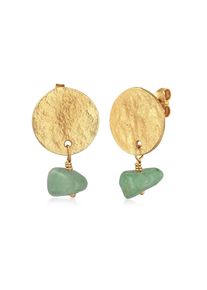 Paar Ohrstecker Elli Premium "Ohrringe Pl&auml;ttchen Vintage Aventurin 925 Silber" Gr. 20, gold, Ohrringe, Damen, 20,mit Stein, Silber 925 (Sterlingsilber), Paar Ohrstecker