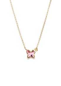 Silberkette NENALINA "Halskette Schmetterling Glas Kristalle Wei&szlig; 925 Sterling Silber" Gr. 40, gold, Halsketten, Damen, Silber 925 (Sterlingsilber), Silberkette