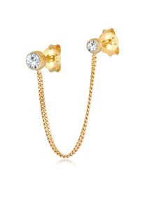 Paar Ohrstecker Elli "Ohrringe Doppel Ohrstecker 925 Silber, mit Kristallen von Swarovski" Gr. 47, gold, Ohrringe, Damen, Silber 925 (Sterlingsilber), Paar Ohrstecker
