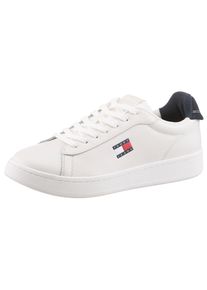 Plateausneaker Tommy Jeans "ARCHIVE' 98", Damen, Gr. 40, bunt (wei&szlig;, dunkelblau), Nappaleder, Textil, unifarben mit Farbeins&auml;tzen, Basic, Schuhe Plateausneaker, Freizeitschuh, Halbschuh, Schn&uuml;rer mit Kontrastbesatz an der Ferse