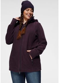 Fleecejacke Polarino, Damen, Gr. 44, lila (aubergine), Fleece, Obermaterial: 100% Polyester, unifarben, h&uuml;ftbedeckend, mit Daumenl&ouml;chern, Jacken Fleecejacke, f&uuml;r kalte Tage, aus Fleece, sportlicher Stil, atmungsaktiv
