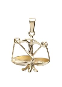 Kettenanh&auml;nger OSTSEE-SCHMUCK "- Tierkreiszeichen Waage - Silber 925/000, vergoldet -" Gr. 25, gold (goldfarben, gelb), Schmuckanh&auml;nger, Damen, Silber 925 (Sterlingsilber), Kettenanh&auml;nger