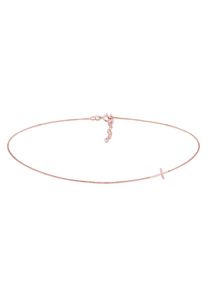 Choker Elli "Halskette Choker Kreuz Symbol Trend 925 Silber" Gr. 36, rosa (rosegold), Halsketten, Damen, ohne Stein, Silber 925 (Sterlingsilber), Choker
