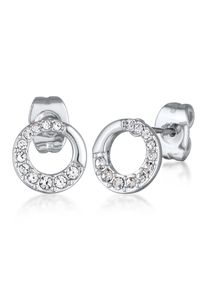 Paar Ohrstecker Elli "Ohrringe Ohrstecker Damen Kreis Kristalle Elegant Goldfarben", silber, Ohrringe, Damen, mit Stein, Messing, Paar Ohrstecker