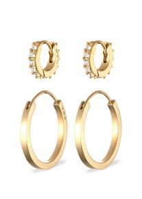 Ohrstecker-Set Elli "Ohrringe Creolen Set Wei&szlig; 925 Sterling Silber, mit Kristallen von Swarovski" Gr. 24, gold, Ohrringe, Damen, Silber 925 (Sterlingsilber), Ohrstecker-Set