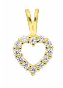 Adelia&acute;s Kettenanh&auml;nger ADELIA&acute;S "925 Silber Anh&auml;nger Herz mit Zirkonia", gold (vergoldet), Schmuckanh&auml;nger, Damen, Silber 925 (Sterlingsilber), Kettenanh&auml;nger