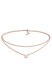 Choker Elli "Halskette Choker Layer Opal Kugelkette 925 Silber" Gr. 36, rosa (rosegold), Halsketten, Damen, mit Steinen, Silber 925 (Sterlingsilber), Choker