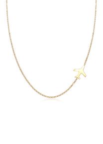 Kette mit Anh&auml;nger Elli "Halskette Flugzeug Reise Travel Erbskette Trend 925 Silber" Gr. 45, gold, Halsketten, Damen, ohne Stein, Silber 925 (Sterlingsilber), Kette mit Anh&auml;nger