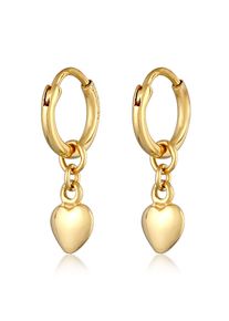 Paar Creolen Elli "Ohrringe Creolen Herz Liebe Romantik 925 Silber" Gr. 20, gold, Ohrringe, Damen, ohne Stein, Silber 925 (Sterlingsilber), Paar Creolen
