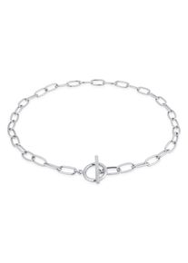 Kette ohne Anh&auml;nger Elli "Halskette Gliederkette T-Steg Verschluss Goldfarben" Gr. 45, silber, Halsketten, Damen, ohne Stein, Messing, Kette ohne Anh&auml;nger