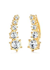 Paar Ohrstecker Elli "Ohrringe Earcuff Klassik 925 Silber, mit Kristallen von Swarovski" Gr. 16, gold, Ohrringe, Damen, Silber 925 (Sterlingsilber), Paar Ohrstecker