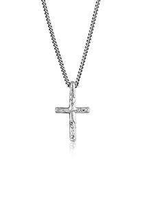 Silberkette HAZE & GLORY "Halskette Kreuz Vintage Style 925 Silber" Gr. 55, silber, Halsketten, Herren, ohne Stein, Silber 925 (Sterlingsilber), Silberkette