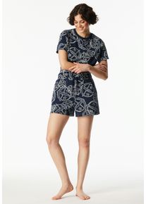 Shorts Schiesser "Schiesser 150 Years", Damen, Gr. 34, N-Gr, bunt (multicolor 2), Single Jersey, Obermaterial: 100% Baumwolle, kurz, Hosen Shorts, seitliche Taschen, weites Bein, Baumwolle, Bindekordel