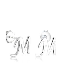 Paar Ohrstecker Elli "Ohrringe Buchstaben M Anfangsbuchstabe 925 Silber" Gr. 8, silber, Ohrringe, Damen, ohne Stein, Silber 925 (Sterlingsilber), Paar Ohrstecker