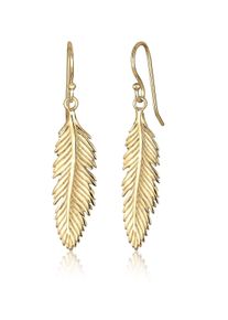 Paar Ohrh&auml;nger Elli "Ohrringe Ohrh&auml;nger Feder 925 Sterling Silber" Gr. 40, gold, Ohrringe, Damen, ohne Stein, Silber 925 (Sterlingsilber), Paar Ohrh&auml;nger