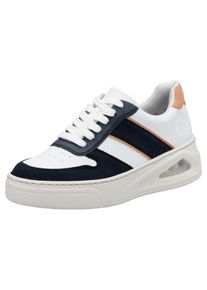 Plateausneaker Rieker, Damen, Gr. 41, bunt (wei&szlig;, nachtblau), Lederimitat, Nubuklederimitat, kontrastfarbene Details, Schuhe Plateausneaker, Basket-Sneaker, Schn&uuml;rschuh, Halbschuh mit Rieker Air Ausstattung