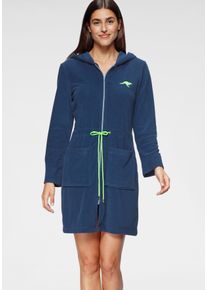 Damenbademantel Kangaroos "Kira, ideal f&uuml;r Sauna & Spa, Hotelbademantel, Morgenmantel" Gr. L, blau, L:95cm, Leichtfrottier, Hausm&auml;ntel, Damenbademantel, mit Bindekordel, kurz, Badem&auml;ntel f&uuml;r Damen, XS-3XL