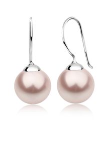 Paar Ohrh&auml;nger NENALINA "Ohrringe H&auml;nger Basic Synthetische Perle 925 Silber" Gr. 30, rosa, Ohrringe, Damen, ohne Stein, Silber 925 (Sterlingsilber), Paar Ohrh&auml;nger