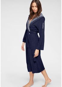 Damenbademantel Kangaroos "Dalia, ideal f&uuml;r Sauna & Spa, Standardl&auml;nge & &Uuml;berl&auml;nge" Gr. XS, blau (marine), L:120cm, Wirkfrottier, Hausm&auml;ntel, Damenbademantel, Uni-Farben mit Streifen, Taschen, leicht, XS-3XL, auch in extra lang, Topseller