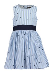 Sommerkleid Blue Seven, M&auml;dchen, Gr. 140, N-Gr, hl blau, Web, Obermaterial: 100% Baumwolle, bedruckt, gestreift, regular fit, Rundhals, Kleider Sommerkleid, im zeitlosem Streifen-Design mit tollem Herzen-Allover