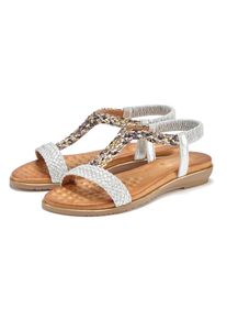 Sandale Vivance "Sommerschuh", Damen, Gr. 40, silber (silberfarben), Obermaterial: 100% Lederimitat. Decksohle: 100% Lederimitat. Futter: 100% Lederimitat. Laufsohle: 100% Synthetik, Flechtoptik, mehrfarbig, metallic, Schuhe Sandale, Sandalette, Sommerschuh mit geflochtenen Riemchen und weichem Fu&szlig;bett