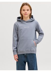 Jack & Jones Kapuzensweatshirt JACK & JONES JUNIOR "JORNORREBRO EMB SWEAT HOOD NOOS JNR", Jungen, Gr. 176, tradewinds, angeraute Sweatware, Obermaterial: 89% Baumwolle, 11% Polyester, unifarben, relaxed fit normal, ohne Ausschnitt, Rippb&uuml;ndchen, Sweatshirts Kapuzensweatshirt