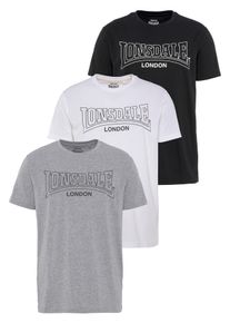 T-Shirt Lonsdale "BEANLEY", Herren, Gr. S (44/46), grau (grau, wei&szlig;, schwarz), Single Jersey, Graumeliert (Obermaterial): 90% Baumwolle, 10% Viskose. Obermaterial: 60% Baumwolle, 40% Polyester, Rundhals, Shirts T-Shirt