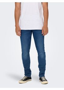 Only & Sons Regular-fit-Jeans ONLY & SONS "ONSWEFT REG 7900 EY BOX JEANS NOOS", Herren, Gr. 32, L&auml;nge 32, medium blau denim, Denim/Jeans, Obermaterial: 50% Baumwolle, 30% Polyester, 18% Viskose, 2% Elasthan, Abriebeffekte, regular fit lang, Jeans Regular-fit-Jeans, Baumwollmischung, regular fit