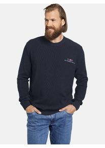 Strickpullover Jan Vanderstorm "Pullover ALBREKT", Herren, Gr. 7XL, blau (dunkelblau), Obermaterial: 50% Baumwolle CO. 50% Polyacryl PAN., unifarben, normal, Rundhals, Pullover Strickpullover
