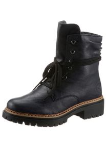 Schn&uuml;rboots Rieker, Damen, Gr. 41, blau (nachtblau), Lederimitat, Schuhe Schn&uuml;rboots, Stiefelette, Profilsohle, Blockabsatz, mit l&auml;ssiger Schn&uuml;rung