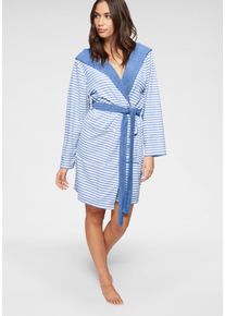 Damenbademantel Kangaroos "Luana, ideal f&uuml;r Sauna & Spa, Hotelbademantel, Morgenmantel" Gr. XXXL, blau (blau, wei&szlig;), L:95cm, Leichtfrottier, Hausm&auml;ntel, Damenbademantel, Streifen - Bademantel f&uuml;r Damen, gestreift, XS-3XL