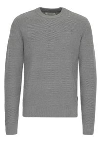 Strickfleece-Pullover Casual Friday "Strickpullover CFKARL structured crew neck knit", Herren, Gr. XL, grau (mid grau melange), Obermaterial: 100% Baumwolle CO., Pullover Strickfleece-Pullover