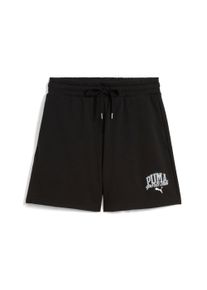 Trainingsshorts Puma "CLASS SHORTS 5" TR", Damen, Gr. XS, N-Gr, schwarz (Puma schwarz), Sweatware, Obermaterial: 68% Baumwolle, 32% Polyester, bedruckt, regular fit kurz, Hosen Trainingsshorts, mit grafischem Gummidruck, mit Seitennahttaschen, Regular Fit