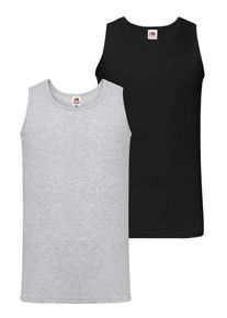 Tanktop Fruit of the Loom, Herren, Gr. S, schwarz, erdgrau, Single Jersey, Obermaterial: 100% Baumwolle, unifarben, schmal h&uuml;ftbedeckend, Rundhals, Tops Tanktop, aus reiner Baumwolle